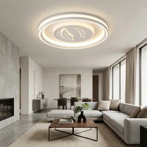 Natural Zhongshan Ceiling Fan Light with Artistic Leaf Pattern and Multi-Ring LED Design for Modern Home Cooling and Lighting
