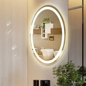 Customized Smart Modern Oval LED High Quality Bathroom Vanity Mirror 3 Lights Smart Bathroom Mirror Cabinet