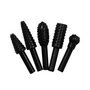 High Hardness 5Pcs 6mm Rotary Burrs Set Wood Carving Tools Rasp File Drill Bits Cutting Engraving Tool for Woodworking Carpentry