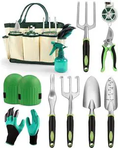 Popular 10pcs Outdoor Garden Tool Kits Hand Tools Set with Shovel Scissor Watering Hard Case OEM