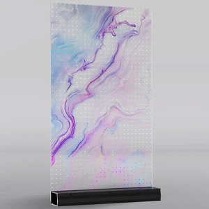 LED Transparent Display Screen P6.25 Indoor Wall Mount Light Blue Flexible Glass Window Advertising Panel