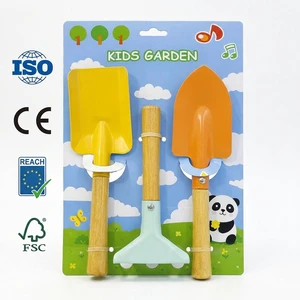 3 Piece Kids Garden Tool Set Small Garden Hand Tools Mini Gardening Tools Kit with Wooden Handles for Children