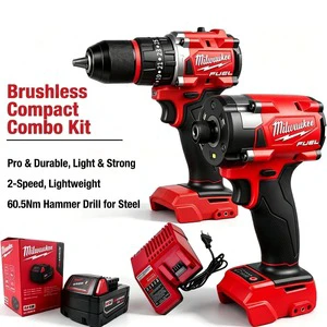 Cordless Multi-functional Power Tool Kit with Battery & Charger Compact Brushless Drill-Driver Tool Set Impact Drill Screwdriver