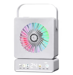 Factory Portable Smart Desktop Fan USB Rechargeable Air Cooling Fan Mini Ambient Light Three-speed Infrared Remote Control