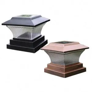 Wholesale Outdoor Solar Column Headlight Fashion Waterproof Decorative Garden Courtyard Fence Light Lamps