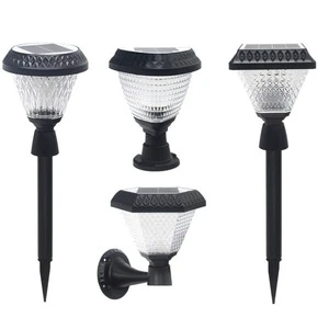 Modern Simple Black Solar Courtyard Pillar Lights IP44 Waterproof LED Outdoor Villa Light with E27 Base and Dimmable Feature