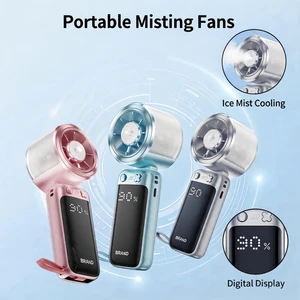 Handheld Mist Fan 4000mAh Portable Cooling Fan USB Rechargeable Personal Fan Power Bank Function