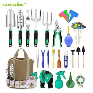 SUNSHINE 28 Pcs Garden Tools Set with Extra Succulent Tools Set and Heavy Duty Gardening Tools Aluminum