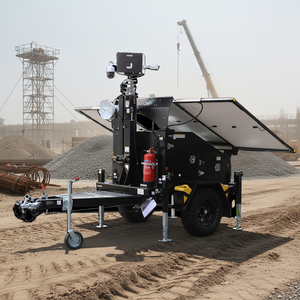 Mobile Solar LED Light Towers 4K CCTV Surveillance System IP67 Waterproof WiFi 8CH NVR Portable Solar Powered Outdoor Trailer