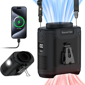 Socool Fan 10000MAh Mini Rechargeable Portable Emergency Power Clip Usb Waist Fan With Sos Led Light