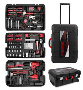 21V Cordless Power Drill Set with Rolling Tool Box 286-Piece Mechanic's Tool Set for Home & Auto Repair