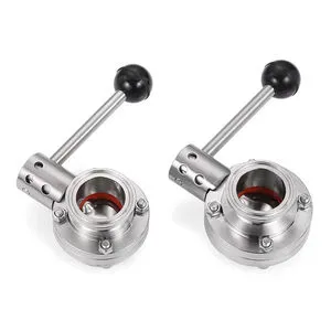 Dairy Drinks 1 1.5 2 3 4 6 Inch Food Grade 304 316 Sanitary Stainless Steel Tri Clover Clamp Manual Butterfly Valve For Water