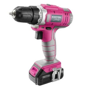 402401 EXTOL 12 Piece Pink Lady Power Tool Kit Set Box for Women With 12v Cordless Drill