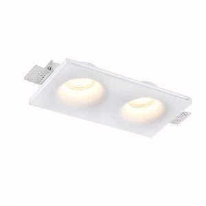 Double Head Plaster Spotlight Down Light GU10 7W Trimless Recessed Ceiling Light Gypsum Ceiling Light