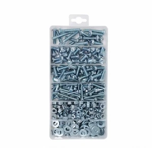 Household Tool Assortment Kit 405PCS Phillips-Slotted Bolts With Flat Washers & Hex Nuts Steel Set