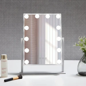 Modern LED Vanity Mirror with Touch Screen Stand for Dressing Table Bathroom Makeup Use Featuring LED Lighting