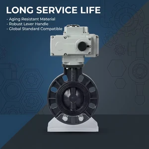 Industrial Chemical Fluid Use IP67 Waterproof Dustproof High Temperature Adaptable UPVC Wafer Electric Butterfly Valve
