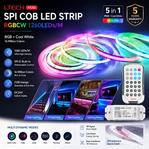 RGBCW SPI Control Digital 1428LEDS 15mm Ultra Thin High Brightness Flexible Programmable Dimmable Flex Colorful COB LED STRIP