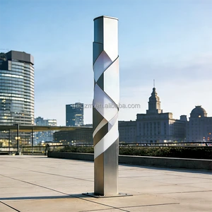 LianQiu Spiral Prism LED Column Sculpture Light (304 Stainless Steel + RGB LED) IP65 Waterproof Remote Control Urban Lighting