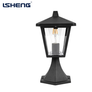 Classic Garden Lantern Column Lamp IP44 Outdoor LED Wall Lamp AC Powered Aluminum Body Plastic Shade Remote Control Dimmable