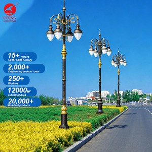 European Style Antique Aluminum AC Powered Outdoor Lamp Post IP65 Waterproof LED Garden Pole Light For Villa Courtyard Street
