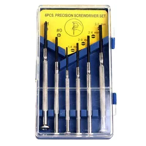 6pcs OEM DIY Multifunction Chrome Steel Handle Screwdriver Set Slotted Phillips Bits Watch Glasses Repair Small Torx Screwhead
