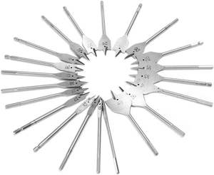 6-40mm Flat Spade Wood Drill Bits Hex Shank Carpenter Tool Woodworking Hole Cutter Set High Carbon Steel