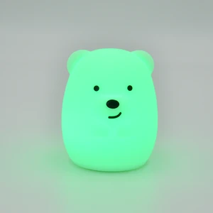 Mini Small Bear LED Night Light Customized Dimension Silicone Lamp Toy for Kid's Nursery Soothing Room Decoration Gift