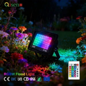 IP66 Waterproof EU Standards Certified 16 Colors Remote Control 4 Modes Dimmable, Memory Function RGBW Flood Light