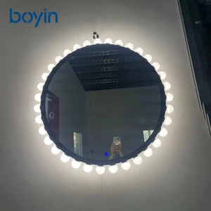 BOYIN Bathroom Toilet Big Make Stand Up Mirror Cabinet With Magnifier And Led Light Mirror With Sink Gold Frame 24*36 30*34 Inch