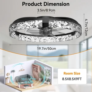 Factory New Modern 20 Inch Round Ceiling Fan with LED Light Remote Control 5-Year Warranty for Bedroom