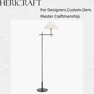 Contemporary Minimalist Bridge Arm Floor Lamp with White Linen Shade Luxury Standing Floor Lamp for Home & Hotel Decor