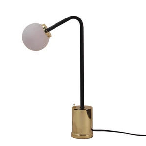 Modern Desk Lamp Electric Table Lamp with Steel Body White Glass Globe Shade for Hotel Guest Room and Dining Room
