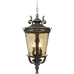 Vintage Outdoor Ceiling Light Textured Black Clear Hammered Glass Porch Garage Garden Home Roof Pendant Light Hanging Light