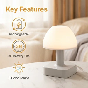 LED Rechargeable Creative Light 3 Color Temperature LED Night Light Mini Decorative Atmosphere Lamp for Bedroom Party Camping