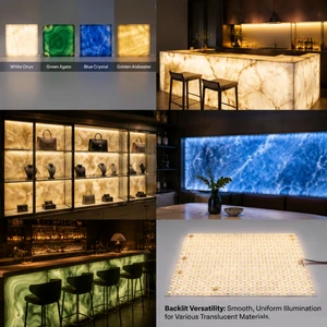 4500LM High Efficiency LED SHEET 3000K Cuttable LED Backlight Sheet for Translucent Countertop Onyx Stone DC24V Flexible Panel