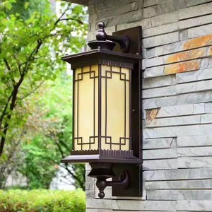 Antique LED Outdoor Wall Lamp IP65 Waterproof Aluminum Garden Lamp Solar Power Cylinder Shape Decorative Wall Mounted Lighting