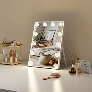 Wholesale 3 Colors Modes Iron Tabletop Desk Design With Adjustable Brightness Makeup Vanity Led Light Bulb Mirror