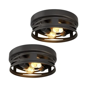 Black Iron Base 2700K Soft Warm White LED Light Source Surface Mount Ceiling Light Fixture 2-Year Warranty Kitchen Farmhouse CRI
