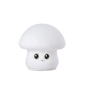 White Base Cute Christmas Gift Kids Small Night Light Colorful Touch Control Lamp Lovely LED Mushroom Silicone Night Light