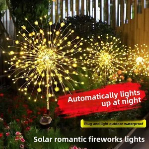 Solar Energy Firework Lamp Outdoor Waterproof IP44 Dandelion Floor Insert Button Control Ground Stake Garden Courtyard Balcony
