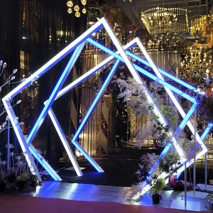 New Tunnel of Time Arch LED Single-side Illuminated Acrylic With Light Geometric Background Road Guide Decoration Wedding Arch