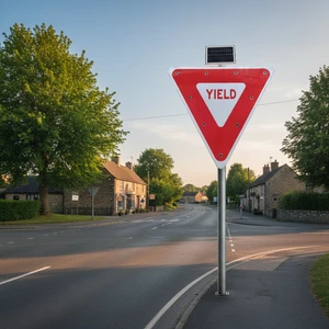 Aluminum Triangle Electric LED Reflective Yield Traffic Sign Board Solar Powered Warning Safety Sign with Light