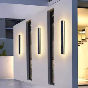 Modern Outdoor Exterior Linear Strip Garden Sconce Long Led Solar Wall Light 3000K 4000K 6000K Aluminum 220V Solar Wall Lamp