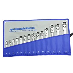 14-piece Set of Adjustable Ratchet Wrench Ratchet 72 Teeth Made of 40 Chrome
