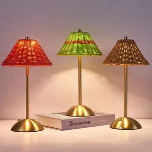 LED Rechargeable Desk Lamp, High-Value Wicker Style, Home Decor, Industrial Style Desk Lamp for Living Room, Bedroom, and More