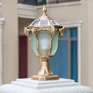 Solar Powered Retro Garden Landscape Lamp LED Waterproof Outdoor Wall Gate Pillar Decorative Column Ceiling Lamp for House