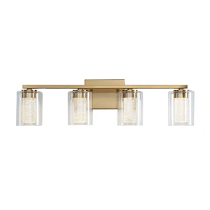 Crystal LED Mirror Light with Glass Shade 3 Color Temperatures & Dimmable Wall Mount Bathroom Vanity Light for Indoor Use
