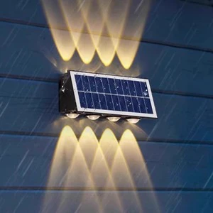 LED Solar Wall Light IP65 Waterproof Auto on Dark 3000K Outdoor Street Garden Courtyard Exterior Balcony Landscape Lighting