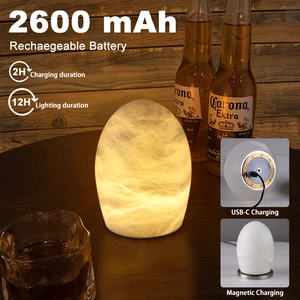 ZEROUNO Alabaster Rechargeable Restaurant Table Lamps Battery Operated Table Light Marble Table Lamp Bedside Lamps In Bedroom